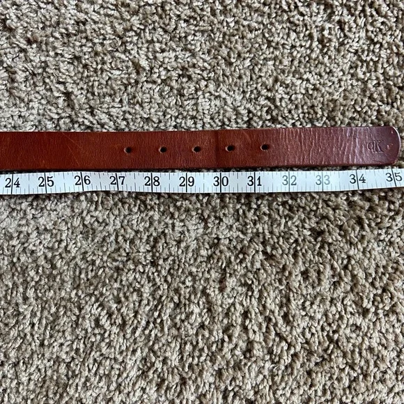 Calvin Klein Brown Leather Belt with Brass Buckle - Picture 7 of 11